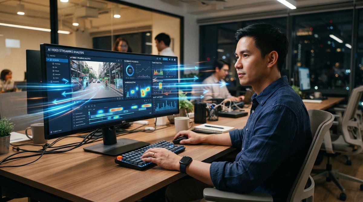 ชายไทยใช้ AI สร้างวิดีโออย่างรวดเร็วบนคอมพิวเตอร์ในออฟฟิศ ลดเวลาทำงานและขั้นตอนที่ซับซ้อน
