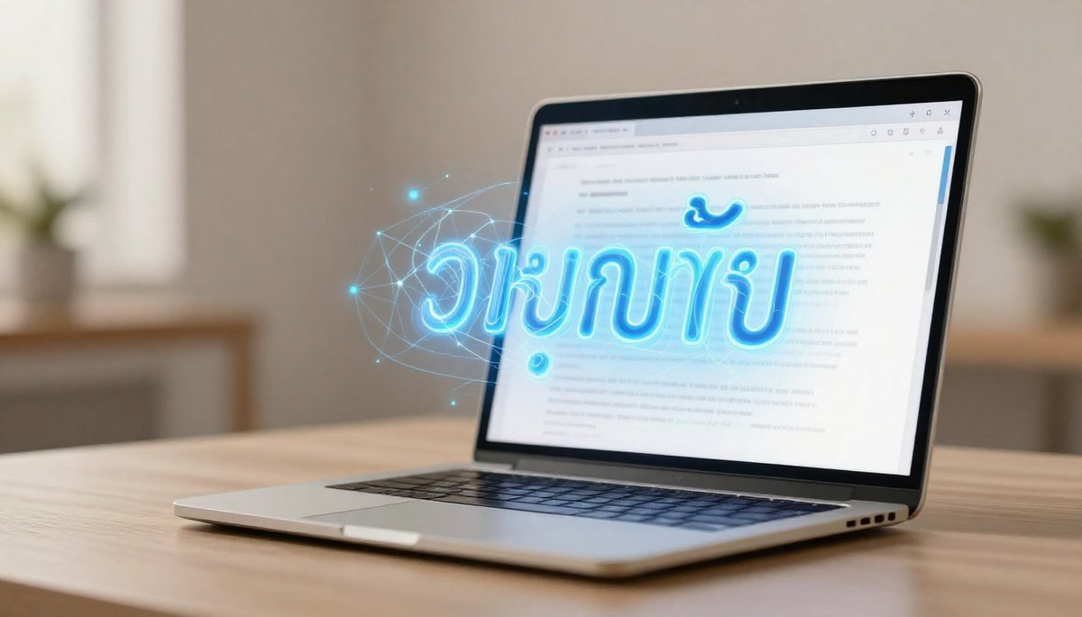 AI เขียนบทความไทยธรรมชาติ: กราฟิกตัวอักษรไทยผสานโครงข่ายประสาทบนจอแล็ปท็อป