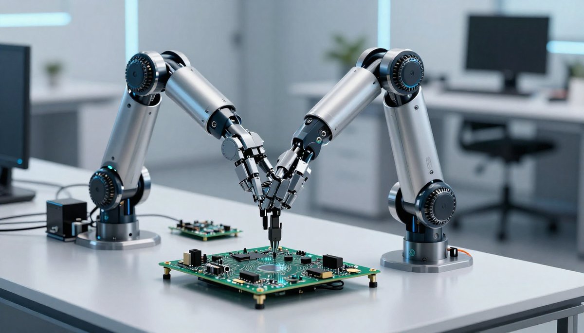 แขนหุ่นยนต์ AI จัดการแผงวงจรดิจิทัล อาชีพเสี่ยง AI 2026