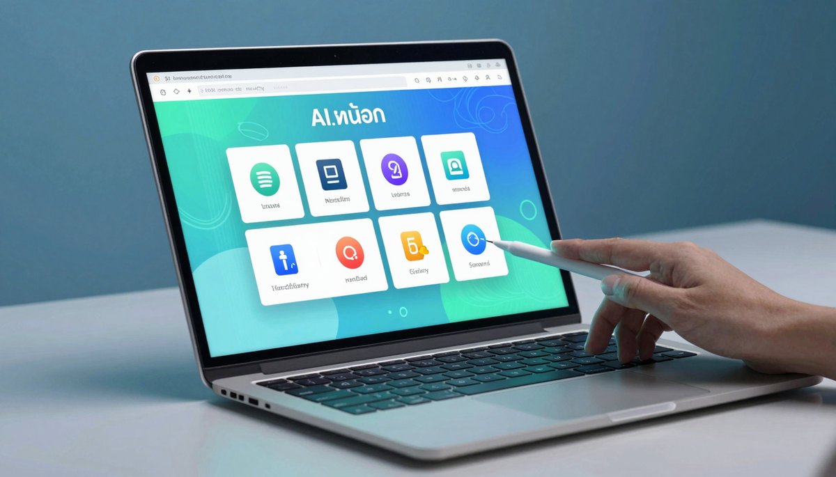 AI ไทยฟรี! หน้าเว็บรวมเครื่องมือ AI 2026 บนแล็ปท็อปพร้อมมือถือ stylus