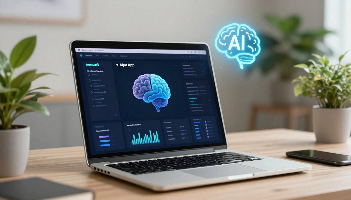 Aipu.App คืออะไร? หน้าจอแสดงผล AI ครบวงจรของคนไทย พร้อมไอคอนสมอง AI เรืองแสง