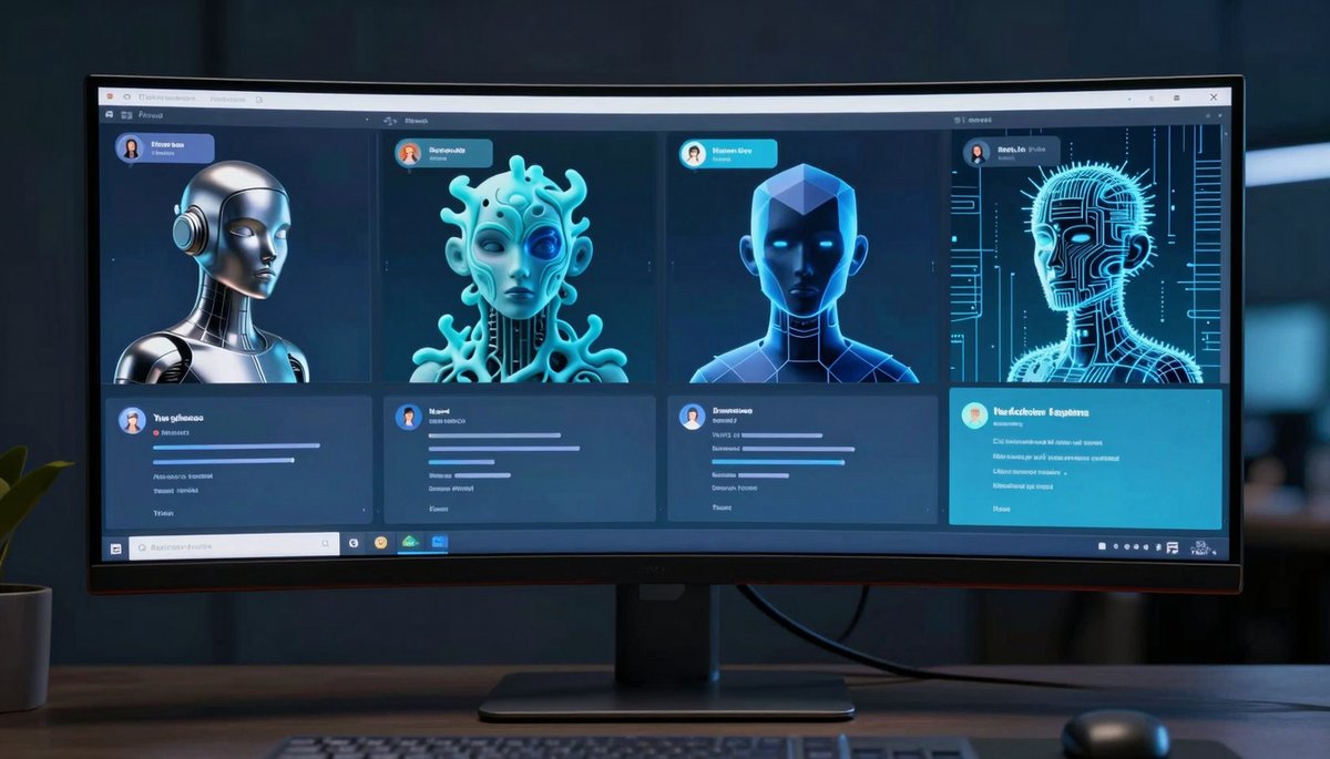 เปรียบเทียบ AI: หน้าต่าง ChatGPT, Gemini, Claude, Grok บนจอคอมฯ เลือก AI ที่ใช่